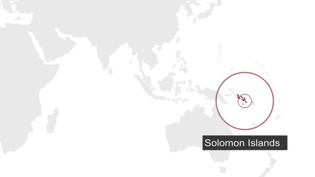 Solomon Location on Dark Theme World Map Animation