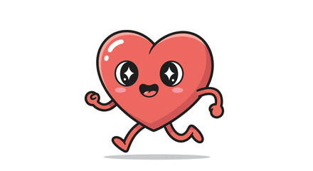 Fototapeta premium A cartoon heart character running with excitement in a digital illustration