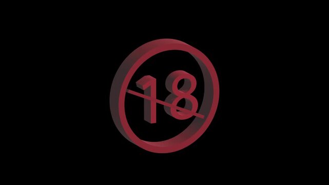 18 plus adult content restriction warning icon. Age restriction symbol. 18 plus adult content restriction for sensitive media and parental guidance safety warning visuals art.