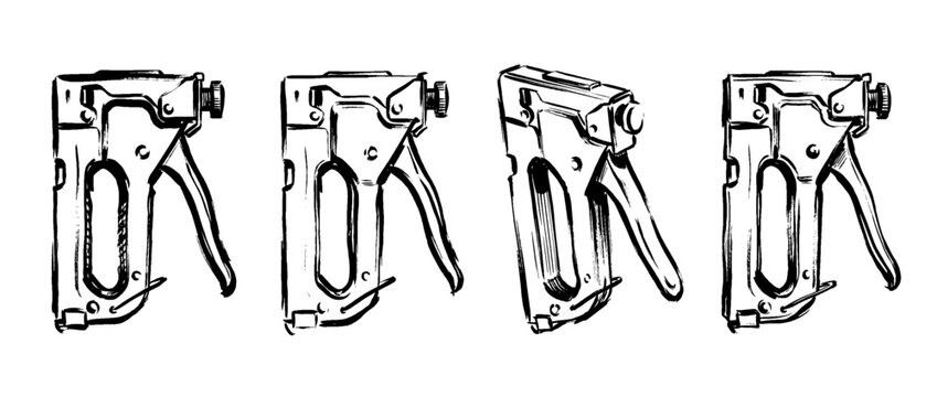 staple gun , Traditional Chinese Brush , strokes swirl style