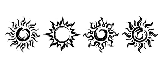Fototapeta na wymiar sun , Traditional Chinese Brush , strokes swirl style