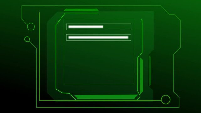 Green futuristic digital interface with input fields and map. Futuristic digital interface for data. Professional green futuristic digital interface with global visualization.