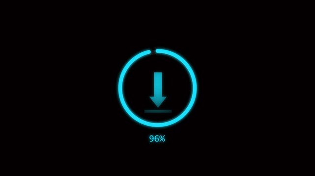 Cyan download progress bar with 67 percent indicator on black. Download progress bar blue. Digital cyan download progress bar for software installation and data transfer.