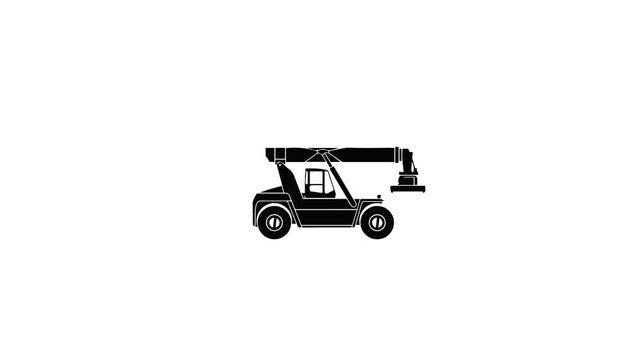 Black Telehandler Silhouette Driving Across White Background