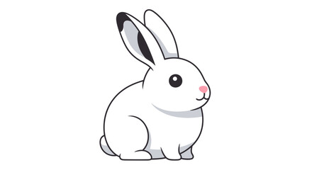 Obraz premium Cute cartoon white rabbit illustration with copy space, perfect for Easter and children's themes
