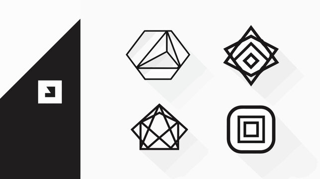 An array of five distinct geometric symbols on a stark white background with light shadows