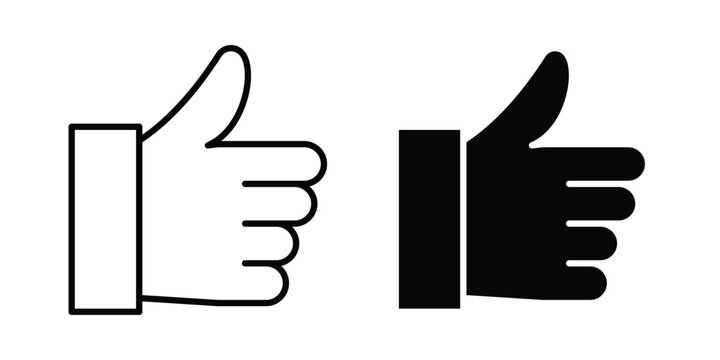 Thumb icon strokes and flat black vectors. Illustrations EPS10