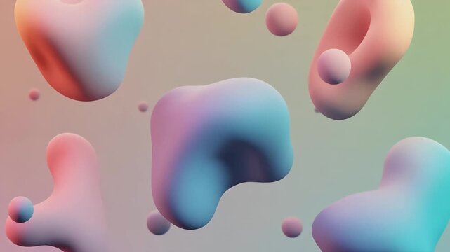Slow Floating Blobs of Soft Clay Forming Abstract Shapes: Smooth Tactile Motion and Pastel Gradient Aesthetic for Cinematic Abstract Visual Backgrounds and Creative Projects