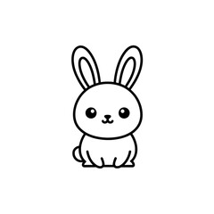 Obraz premium Minimalist vector illustration of a cute rabbit icon, clean black and white line art.