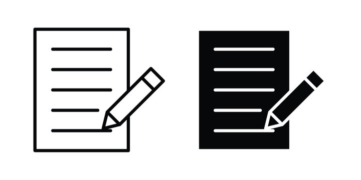 Writing icon strokes and flat black vectors. Illustrations EPS10