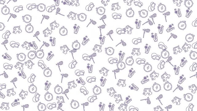 Purple icons scattered on a white background. Perfect for design elements, digital patterns, backgrounds, web graphics, and branding purposes.