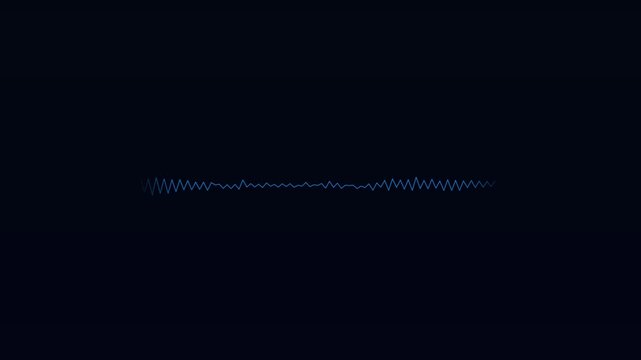 Blue neon sound waveform on dark background audio music. Sound waveform music. Professional blue neon sound waveform for digital audio analysis and frequency visuals art.