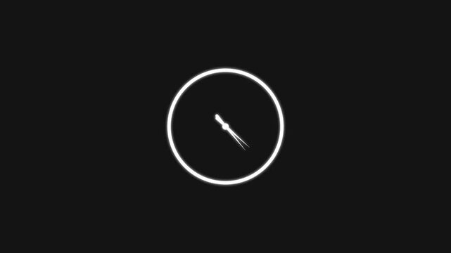 Minimalist white clock face with glowing outline on dark. Clock face time. Professional minimalist white clock face for time management and schedule reminder visuals art.