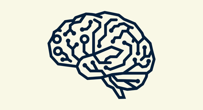 Artificial Intelligence Brain Circuit Illustration of Human Mind and Digital Technology Concept
