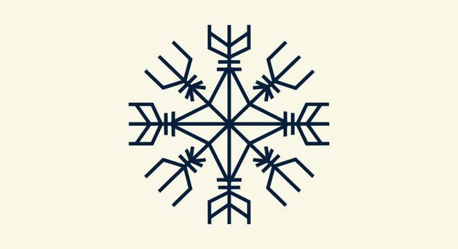 Norse Mythology Aegishjalmur Symbol Minimalist Geometric Vector Protection Bindrune Ancient Rune