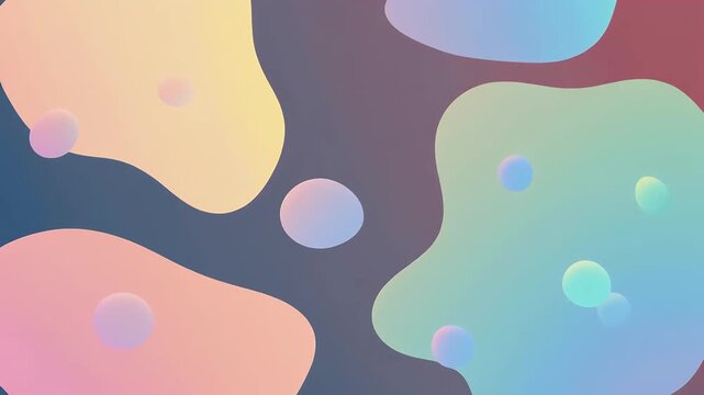 Floating Blobs of Pastel Color Morphing Slowly: Smooth Flat Shapes and Minimal Loopable Motion for Cinematic Abstract Visual Backgrounds and Creative Projects