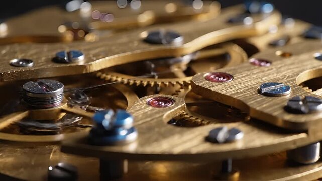 Intricate Clockwork Mechanism Macro Shot Detailed Gears and Springs 1.