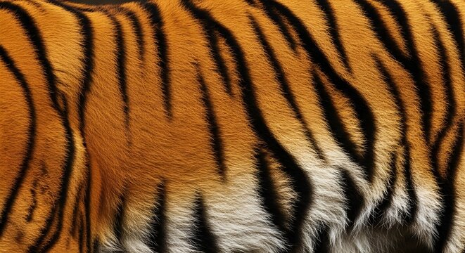 Detailed Close Up Realistic Tiger Fur Texture Pattern with Orange Black and White Stripes