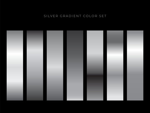 Elegant Silver Metallic Gradient Color Set Collection for Modern Luxury Vector Design Backgrounds
