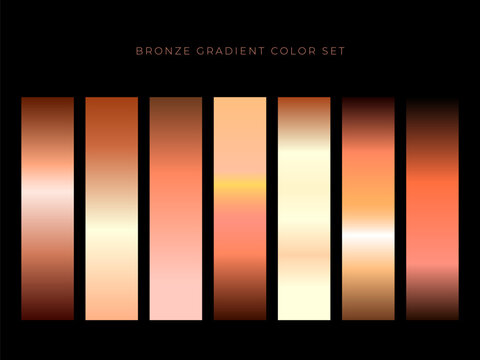 Bronze Metallic Gradient Color Set Collection for Rich Warm Luxury Vector Design Backgrounds