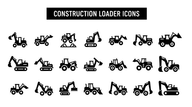 Minimalist construction loader icons set