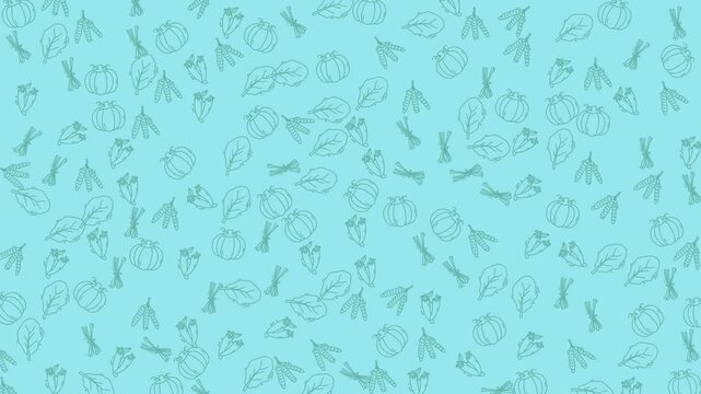 Teal backdrop adorned with vegetable outlines, ideal for food blogs, culinary websites, healthy eating advertisements, and recipe cards.