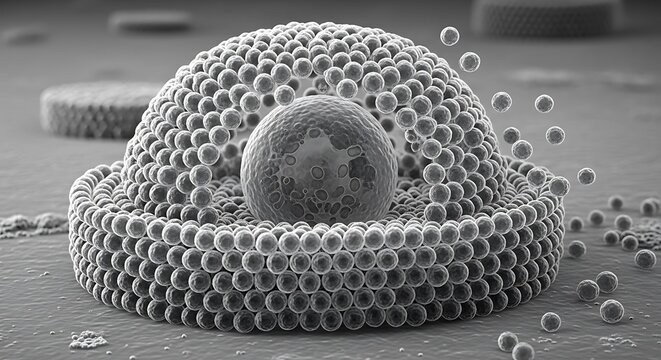 Microscopic view of silica particles aggregation.