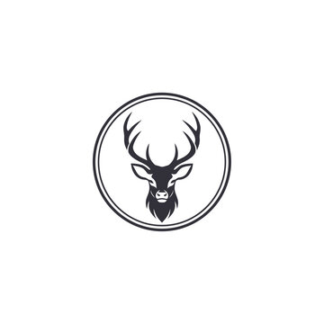 Deer head with antlers logo.