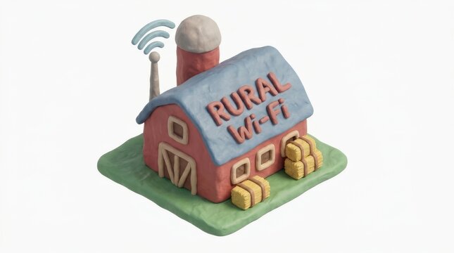 Rural Wi-Fi router clipart, network access element, isolated on white background
