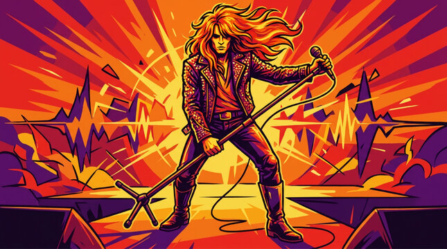 Rock singer performance illustration