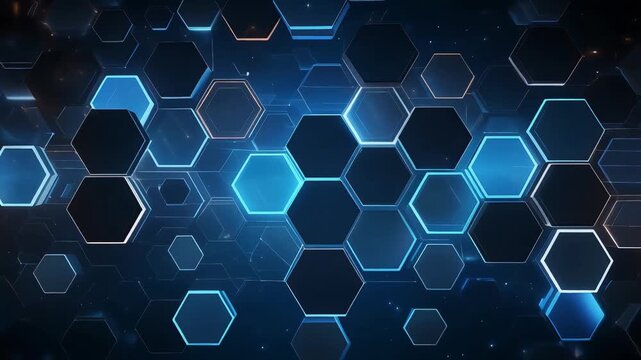 futuristic technology background with glowing blue hexagonal panels and digital circuit lines