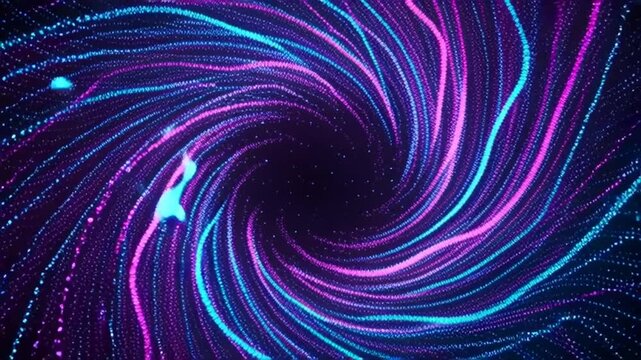 Abstract fractal spiral burst background with glowing colorful vortex and cosmic digital waves