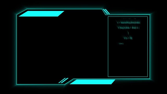 Cyan futuristic HUD frame with blank panels and glowing edges. HUD frame digital interface. Cyan futuristic HUD frame for professional software layout and technical displays.