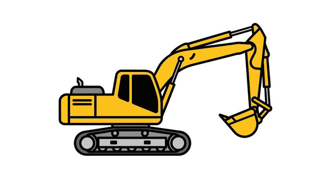 Yellow excavator machine heavy equipment.