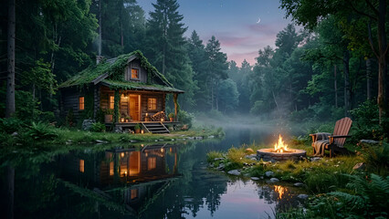 Fototapeta premium serene forest retreat
