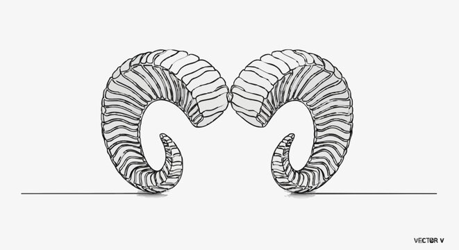 Minimalist Vector Graphic Featuring Stylized Ram Horns Design Symbolizing Strength and Resilience