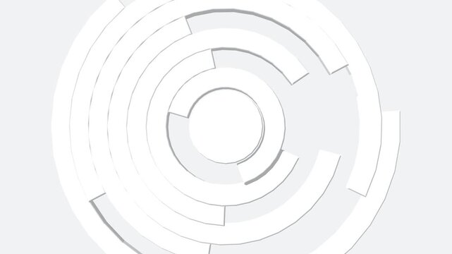 Premium 4K animation featuring minimalist concentric rings with soft neumorphic shadows. Clean corporate background loop with professional white-on-white aesthetics.
