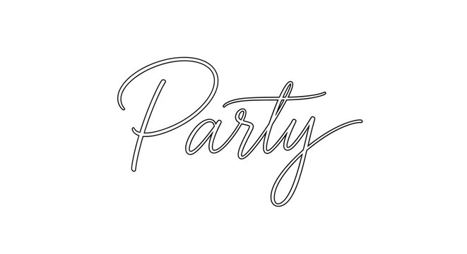 Elegant Calligraphy Word Art The Timeless Charm of the Word 'Party' Rendered in a Sophisticated Script Font
