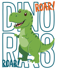 Fototapeta premium Green cartoon dinosaur with spiky back, style green dinosaur