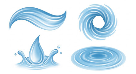 Naklejka premium Top View Water Elements Set Lakes Rivers Curves Soft Blue Gradient Clean Semi Flat Vector Illustration