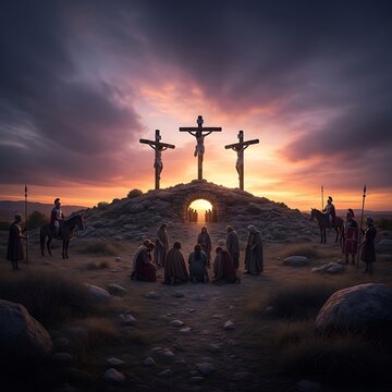Crucifixion Scene at Sunset.