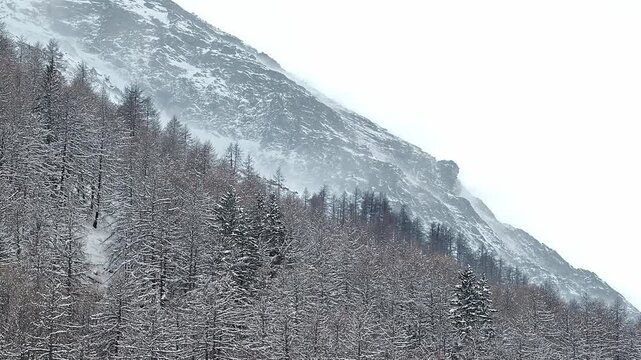 Windstorm in the Alps mountains