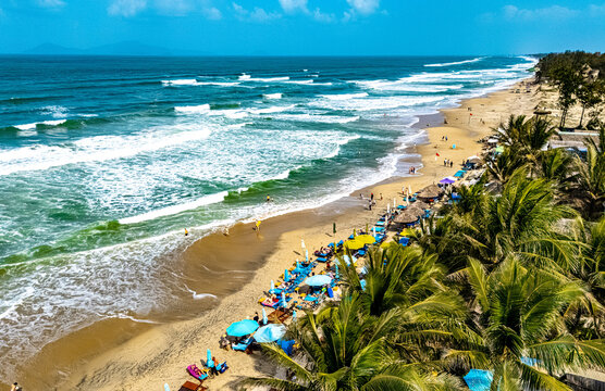 Aerial view of An Bang Beach near Hoi An, Vietnam