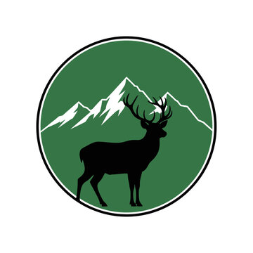 Elk Silhouette with Large Antlers Profile.