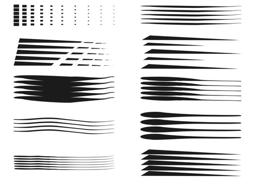 Conjunto de l&iacute;neas cin&eacute;ticas negras con efectos de velocidad y movimiento din&aacute;mico