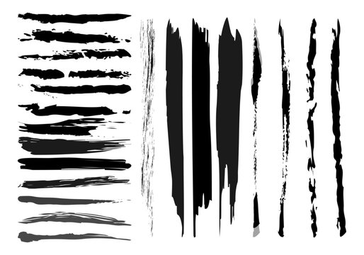 Colecci&oacute;n de trazos de pincel negro con texturas de pintura y bordes irregulares