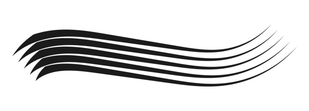 L&iacute;neas curvas negras con efecto de movimiento en trazo de pincel 