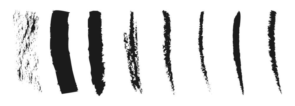Conjunto de pinceladas de tinta negra con diferentes texturas