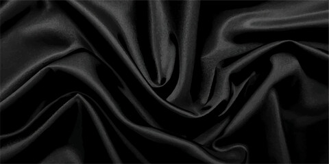 Fototapeta premium Elegant Black Satin Silk with Smooth Flowing Waves and Deep Texture, Combined with Luxurious Gray Silk Fabric Folds, Creating a Rich Abstract Background for Modern Luxury Design