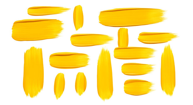 Abstract yellow brush strokes creating a vibrant and dynamic composition